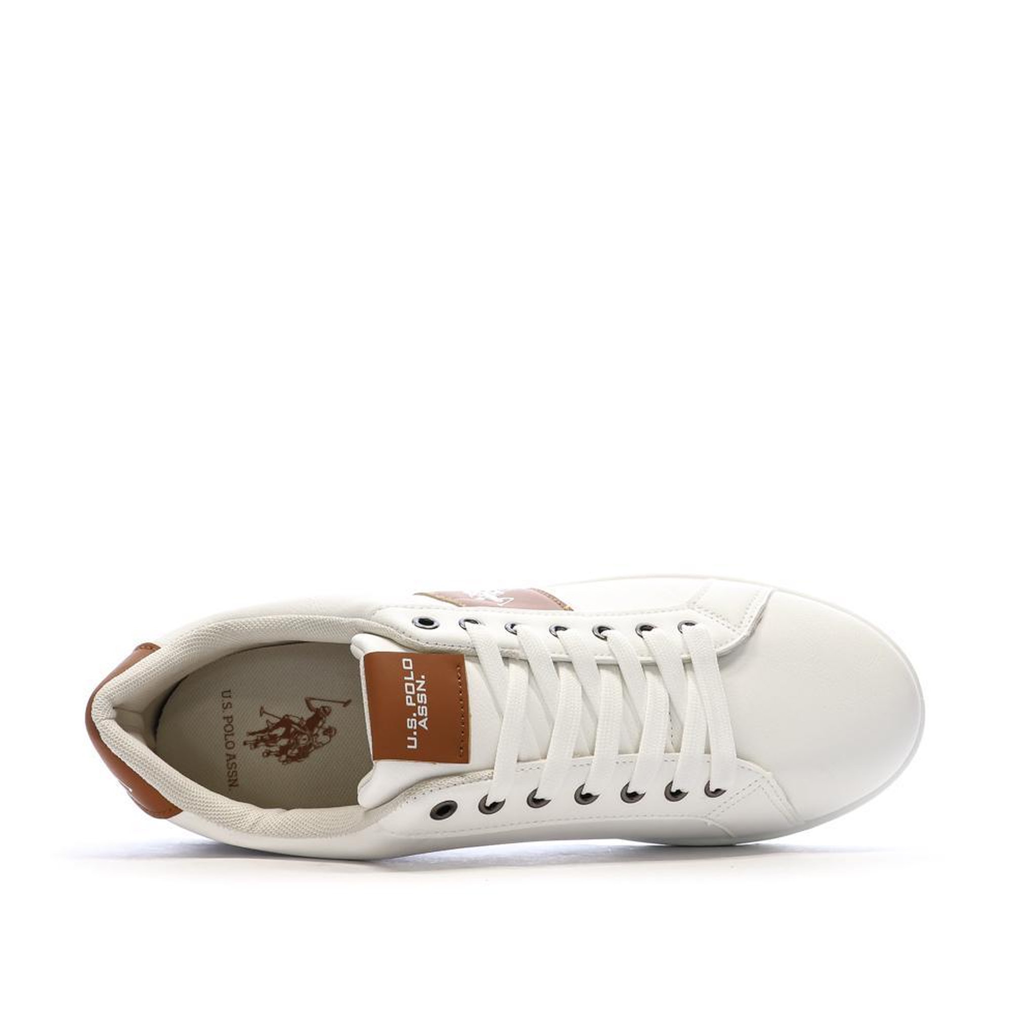 Voir la diapositive 4 : U.S. Polo Assn. Baskets blanches/camel homme us polo assn high-top