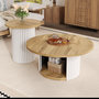 Voir la diapositive 5 : MERAX Table basse gigogne ronde blanc+naturel - 75x75 cm mdf