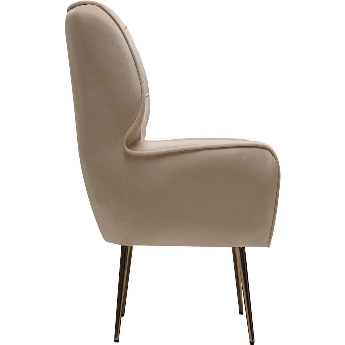 Habitat et Jardin Fauteuil en velours  Austin  - 79 x 71 x 79.5 cm - Beige