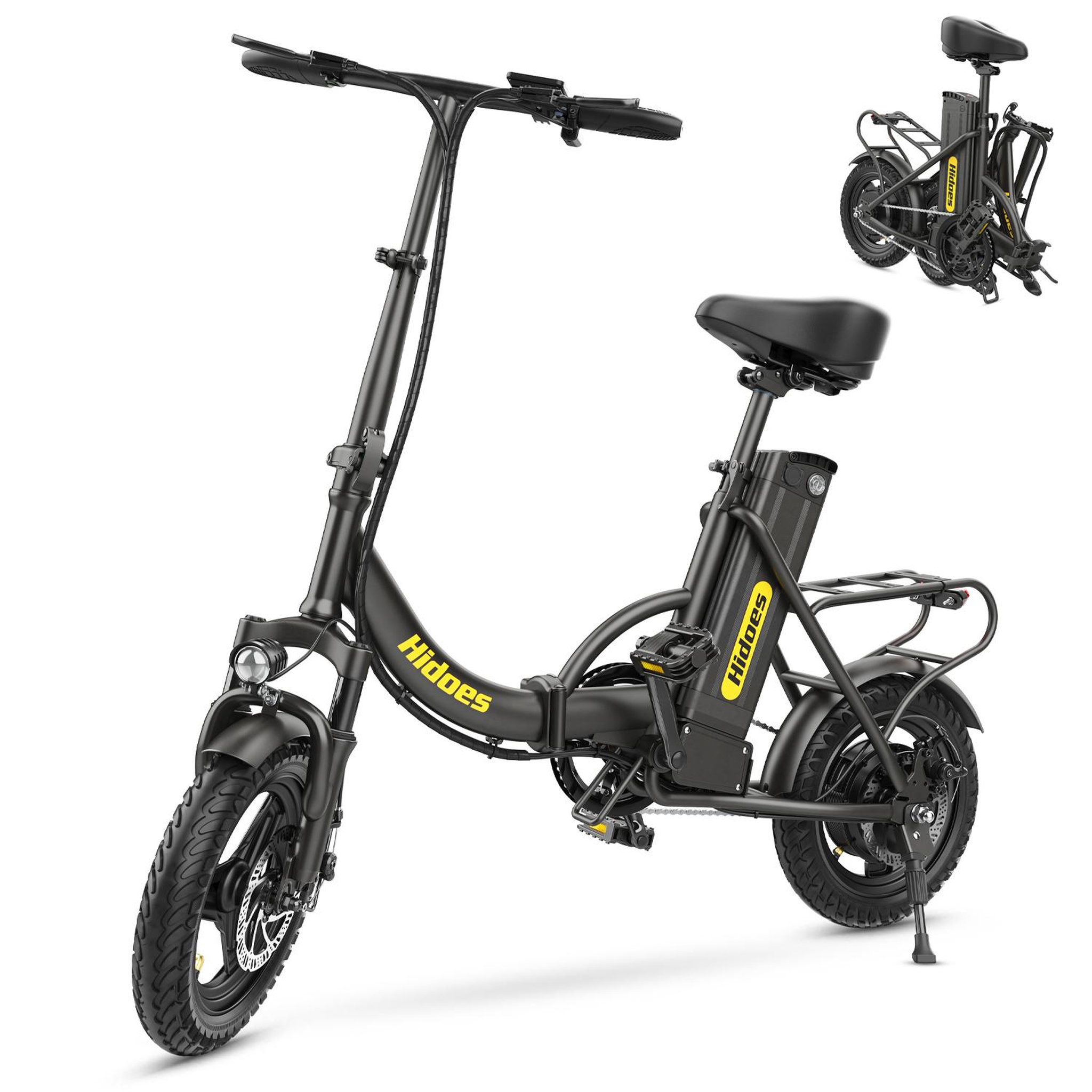 Voir la diapositive 5 : HIDOES Vélo électrique pliable Hidoes C5, batterie amovible 36 V 10,4 Ah, 25 km/h, 14 pouces, noir