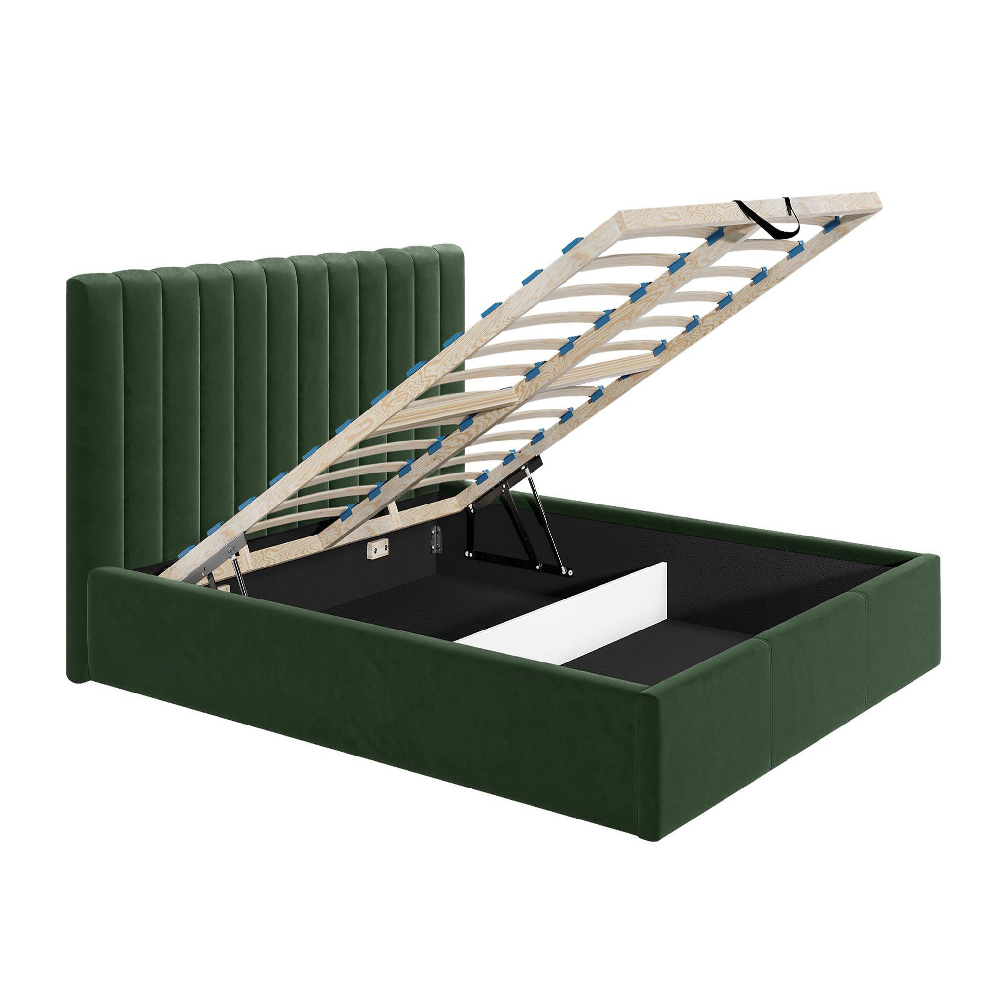 Voir la diapositive 2 : BEST MOBILIER Rosario - lit coffre - 160x200 - sommier inclus - en velours