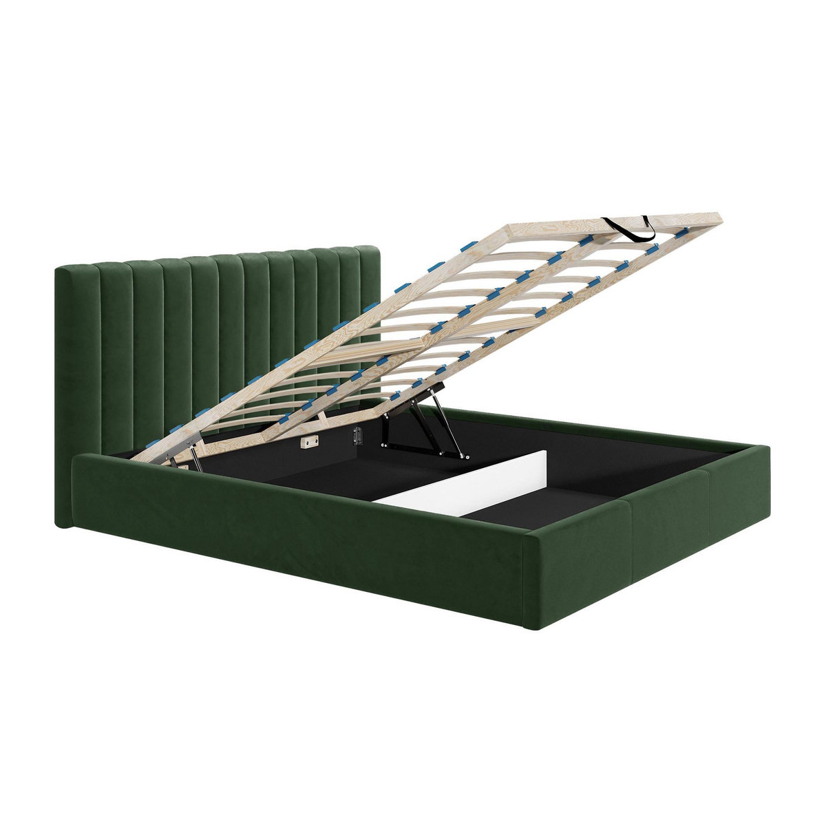 BEST MOBILIER Rosario - lit coffre - 160x200 - sommier inclus - en velours