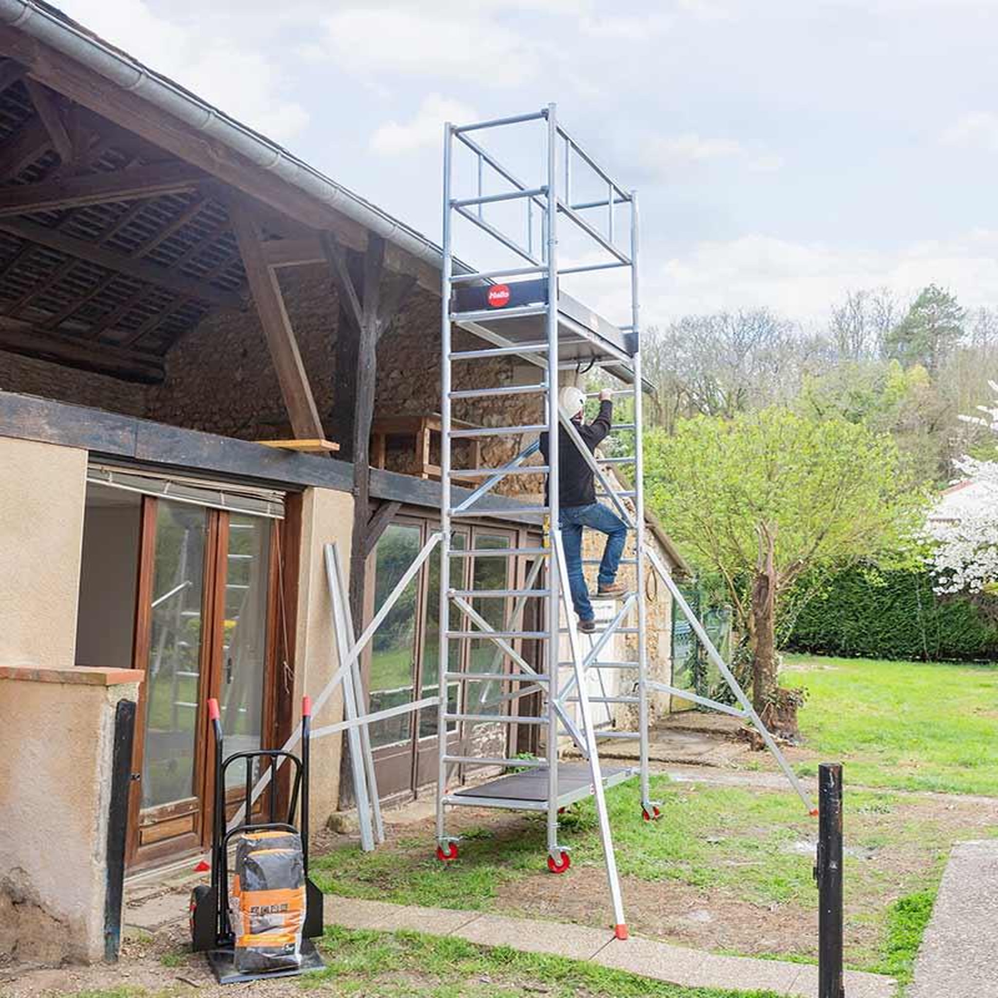 Voir la diapositive 3 : HAILO Echafaudage roulant professionnel 3,7m/5,7m en aluminium hailo expert pro
