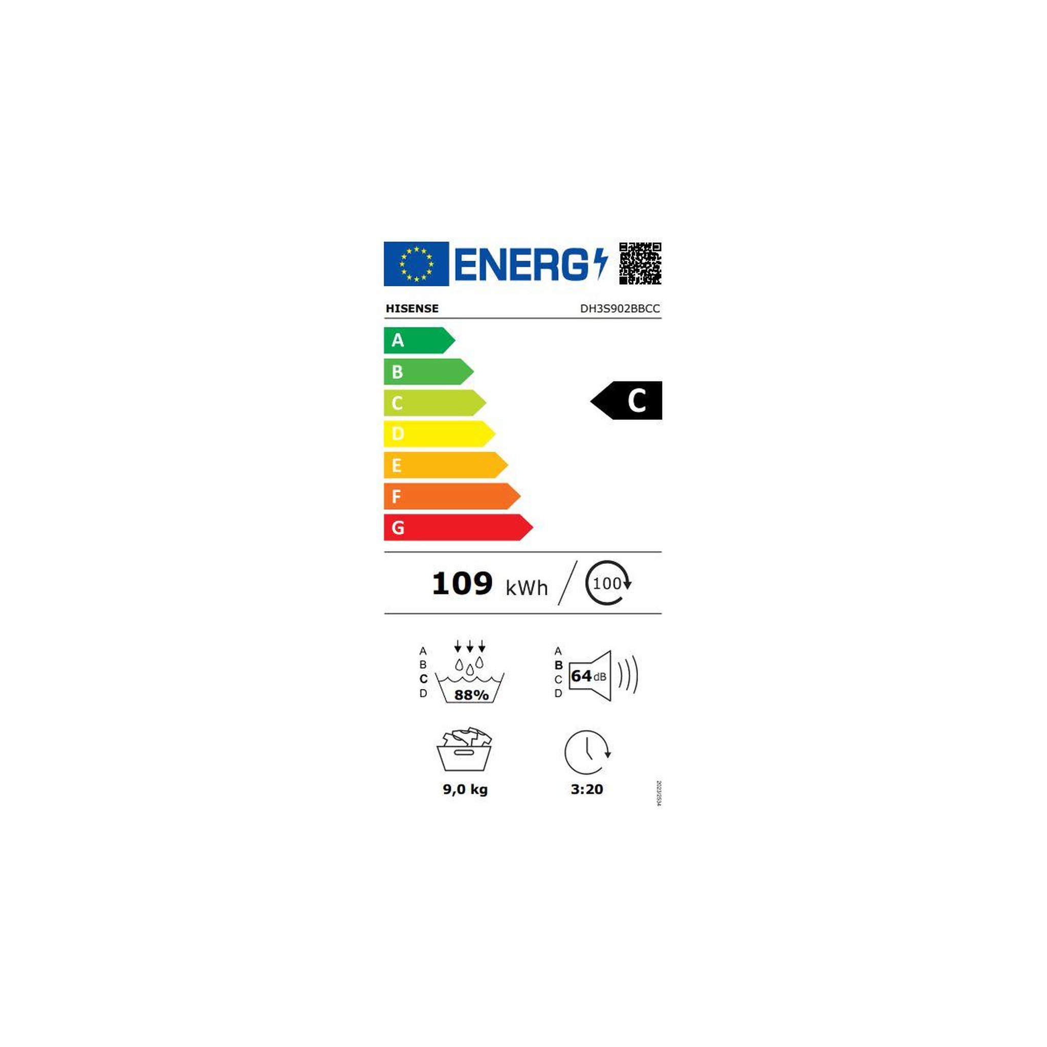 Voir la diapositive 5 : Hisense Sèche linge pompe à chaleur dh3s902bbcc