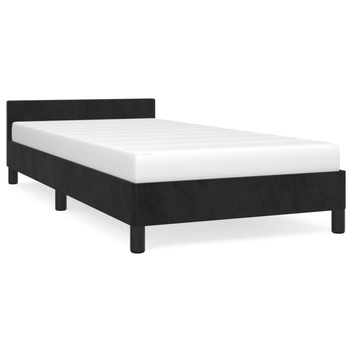VIDAXL Cadre de lit et tete de lit sans matelas noir 90x190 cm velours