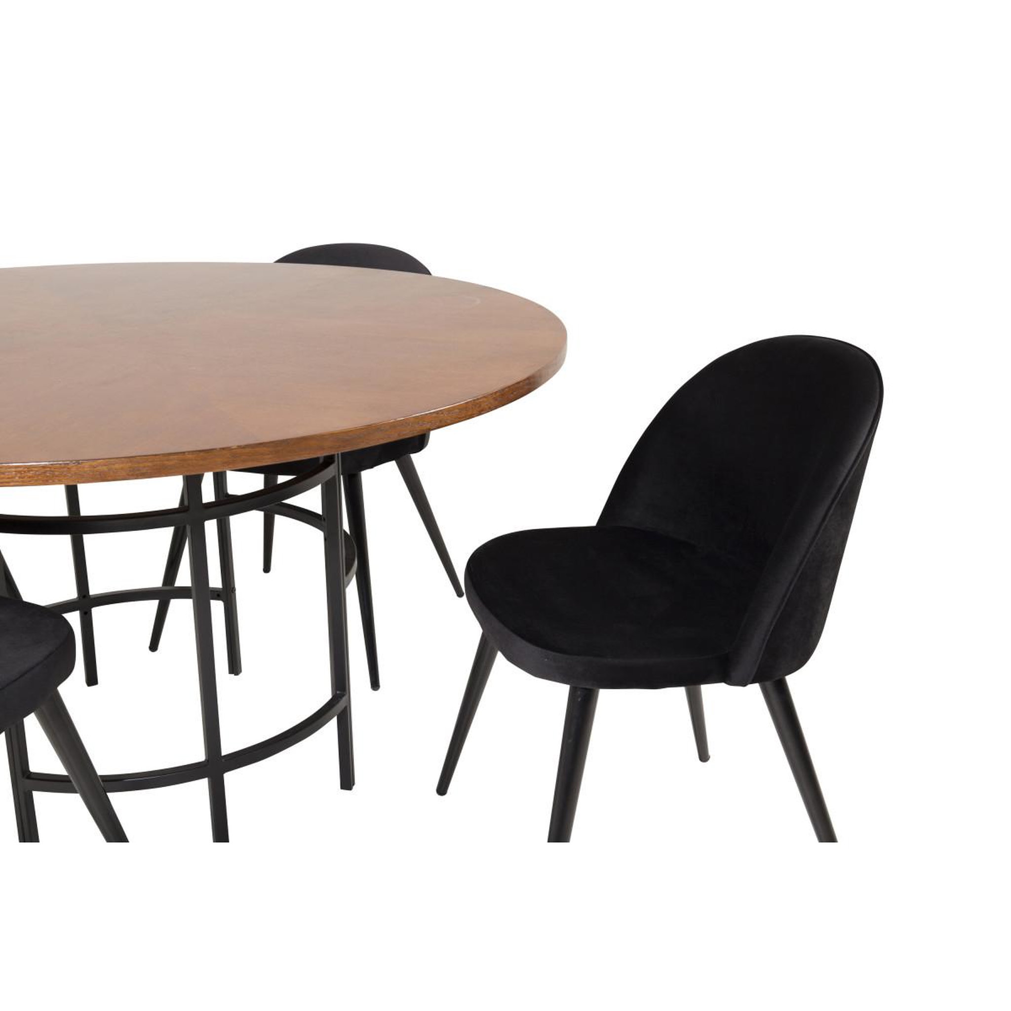 Voir la diapositive 3 : Paris Prix Ensemble table à manger & 4 chaises  copenhagen & velvet  140cm noir & marron
