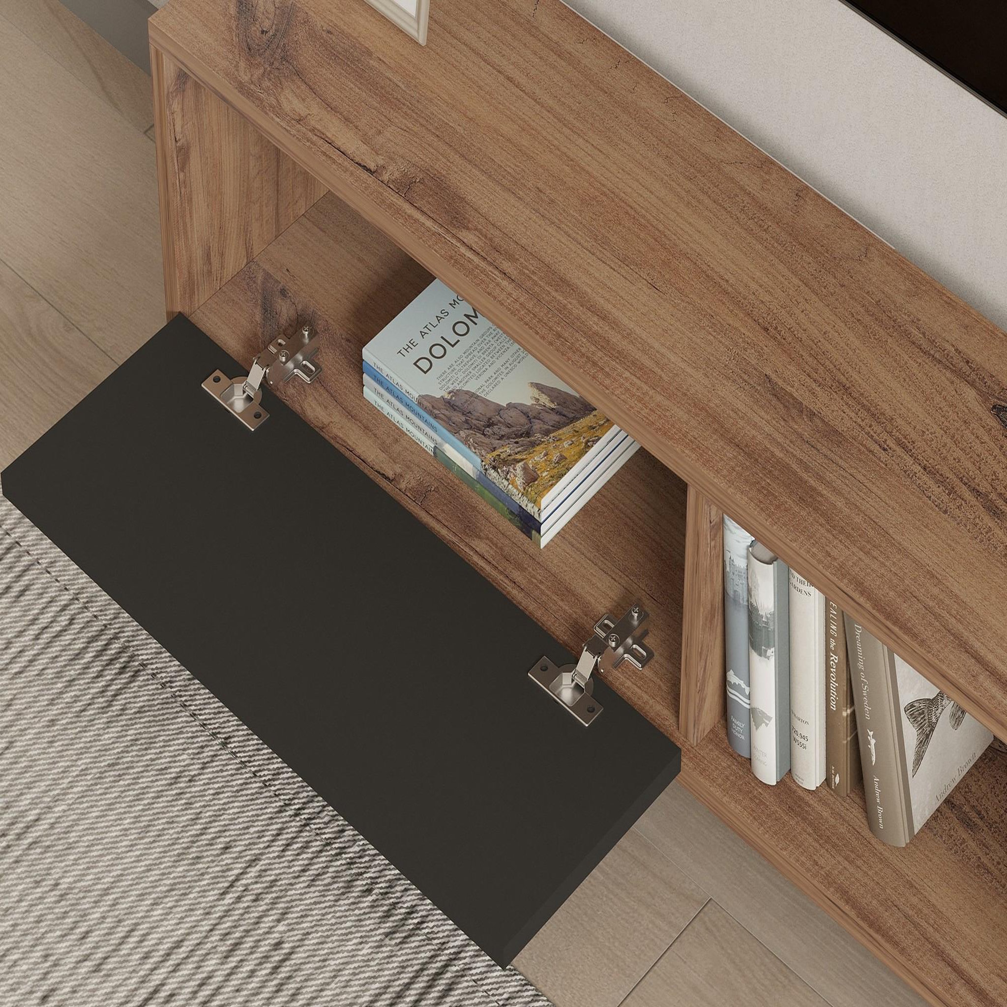 Voir la diapositive 4 : Habitat et Jardin Meuble tv en bois  ova  - 120 x 25 x 36 cm - chêneanthracite