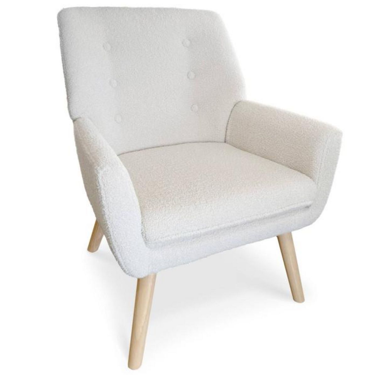 Paris Prix Fauteuil Scandinave en Bouclette Lainée  Tia  85cm Crème