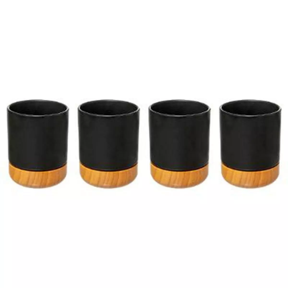  Lot de 4 Tasses à Café  Modern Wood  12cl Noir