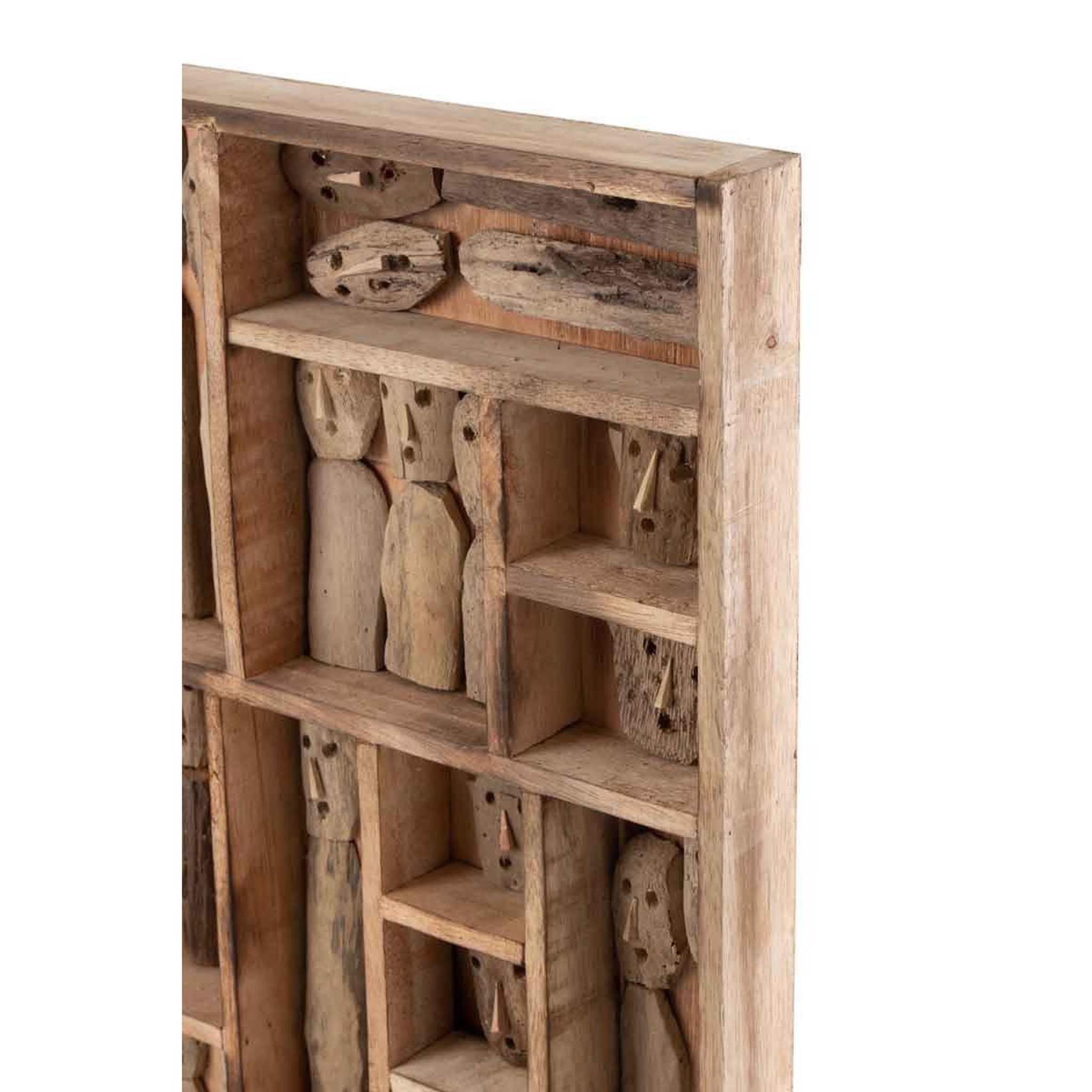 Voir la diapositive 2 : J-LINE Décoration murale  famille masques  150cm beige