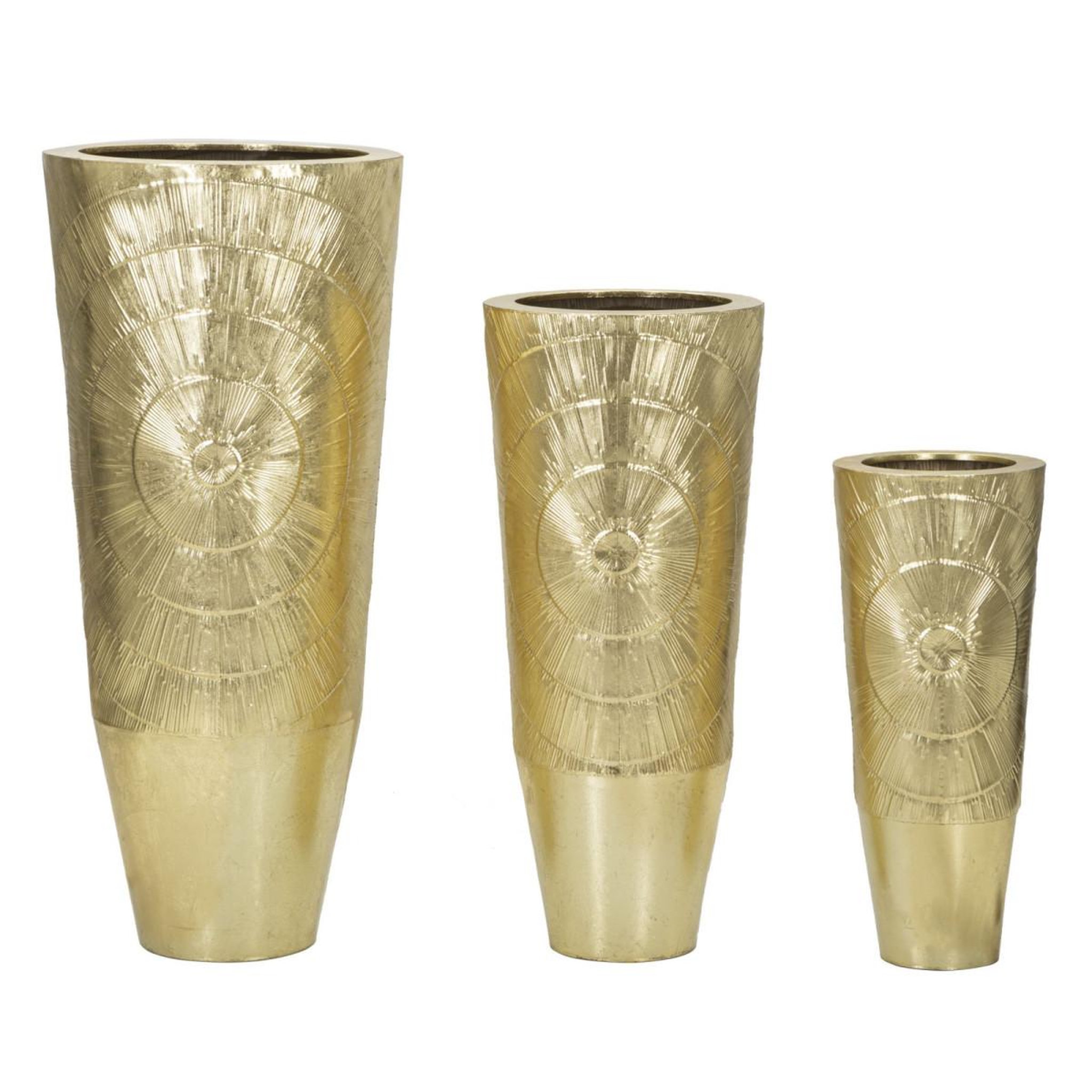 Paris Prix Lot de 3 vases en métal  goldely  114cm or