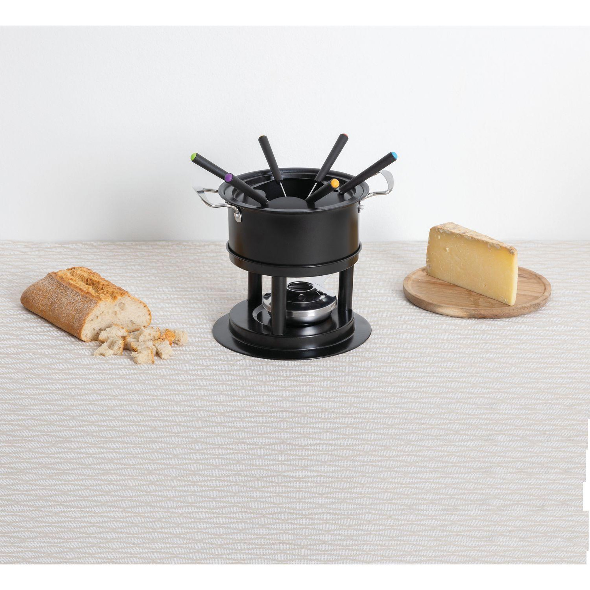 Voir la diapositive 2 : FIVE Service à fondue pour 6 personnes en acier inoxydable - noir