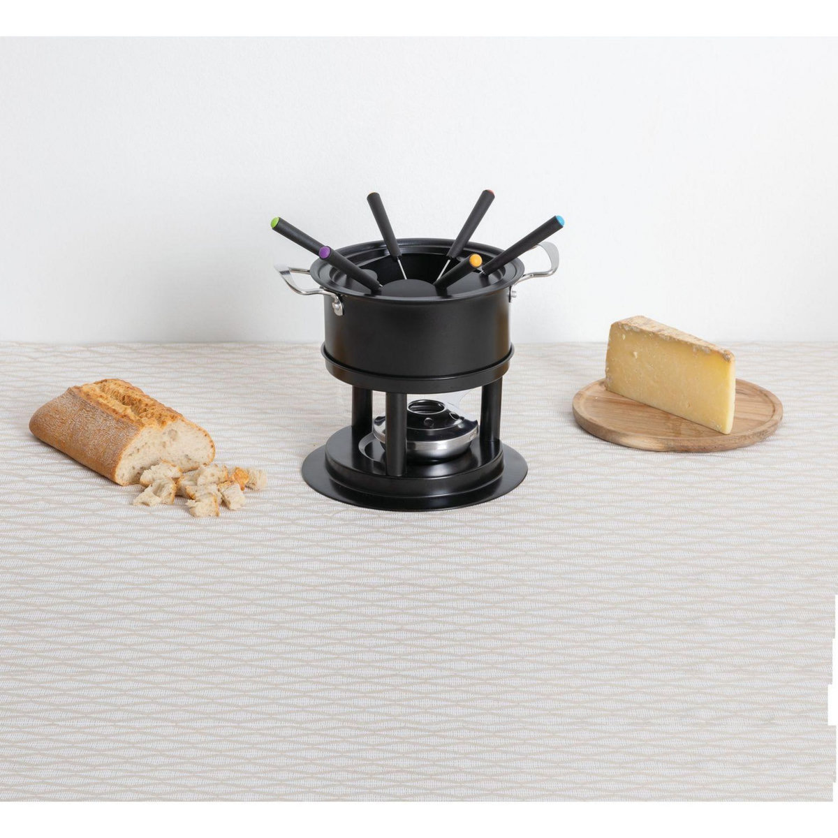 FIVE Service à fondue pour 6 personnes en acier inoxydable - Noir