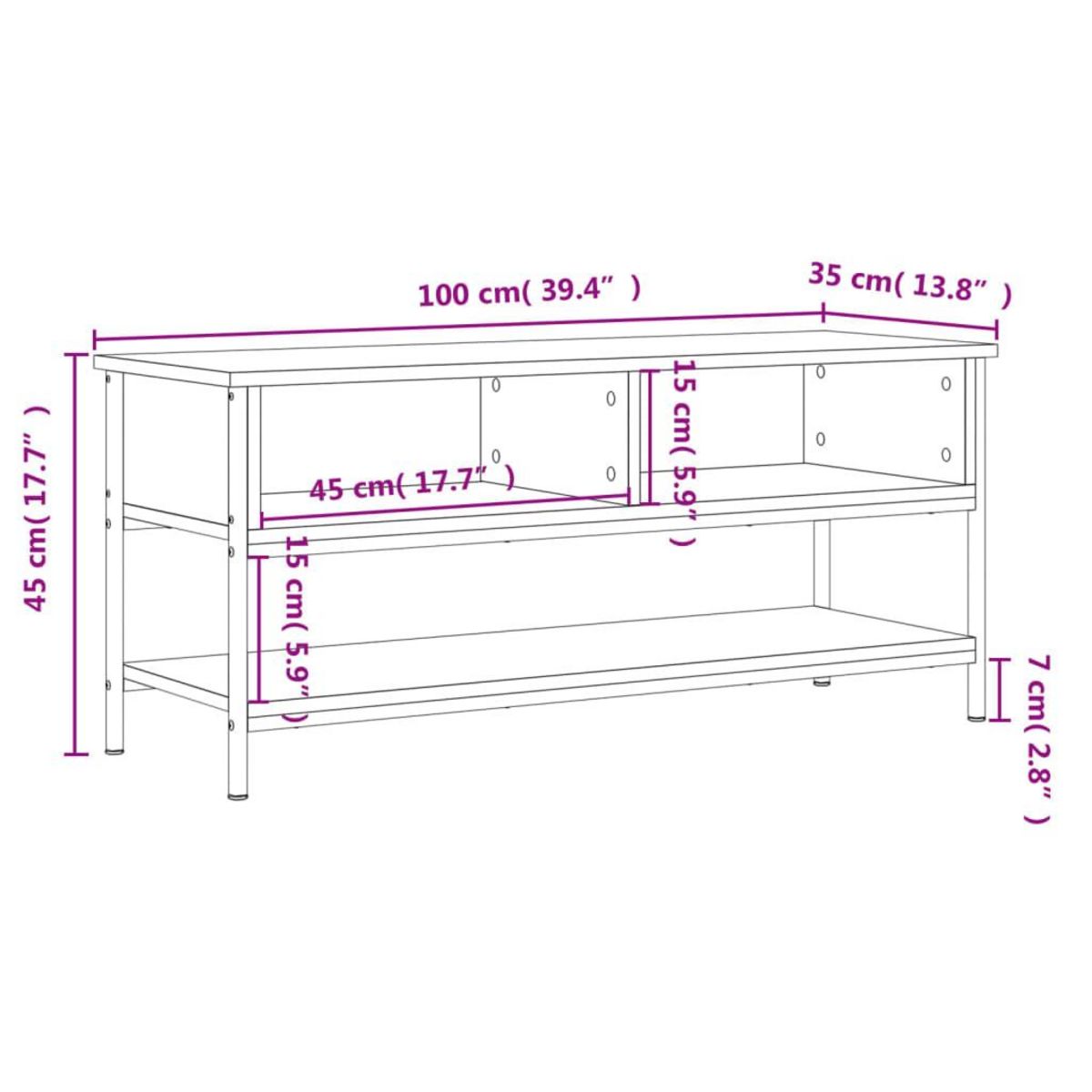 VIDAXL Meuble TV noir 100x35x45 cm bois d'ingenierie