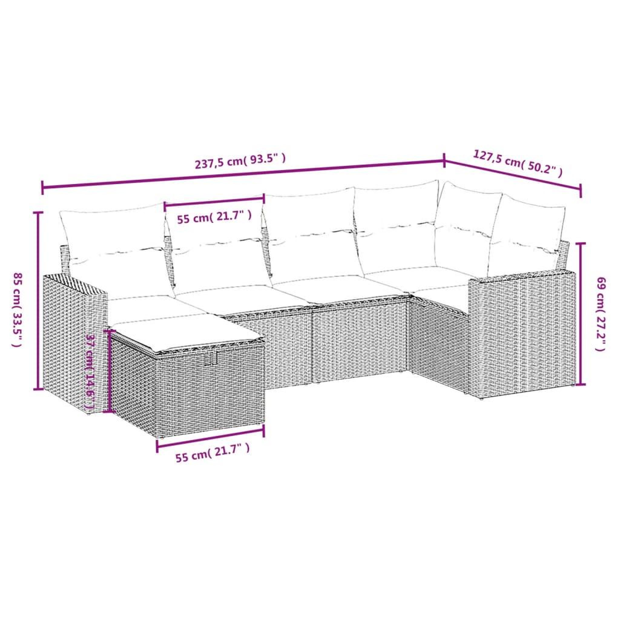 Voir la diapositive 5 : VIDAXL Salon de jardin 6 pcs avec coussins noir resine tressee