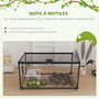 Voir la diapositive 5 : PAWHUT Terrarium en verre - vivarium reptiles & batraciens - habitat tortue - couvercle grillagé coulissant verrouillable - accessoires, thermomètre inclus - métal noir verre
