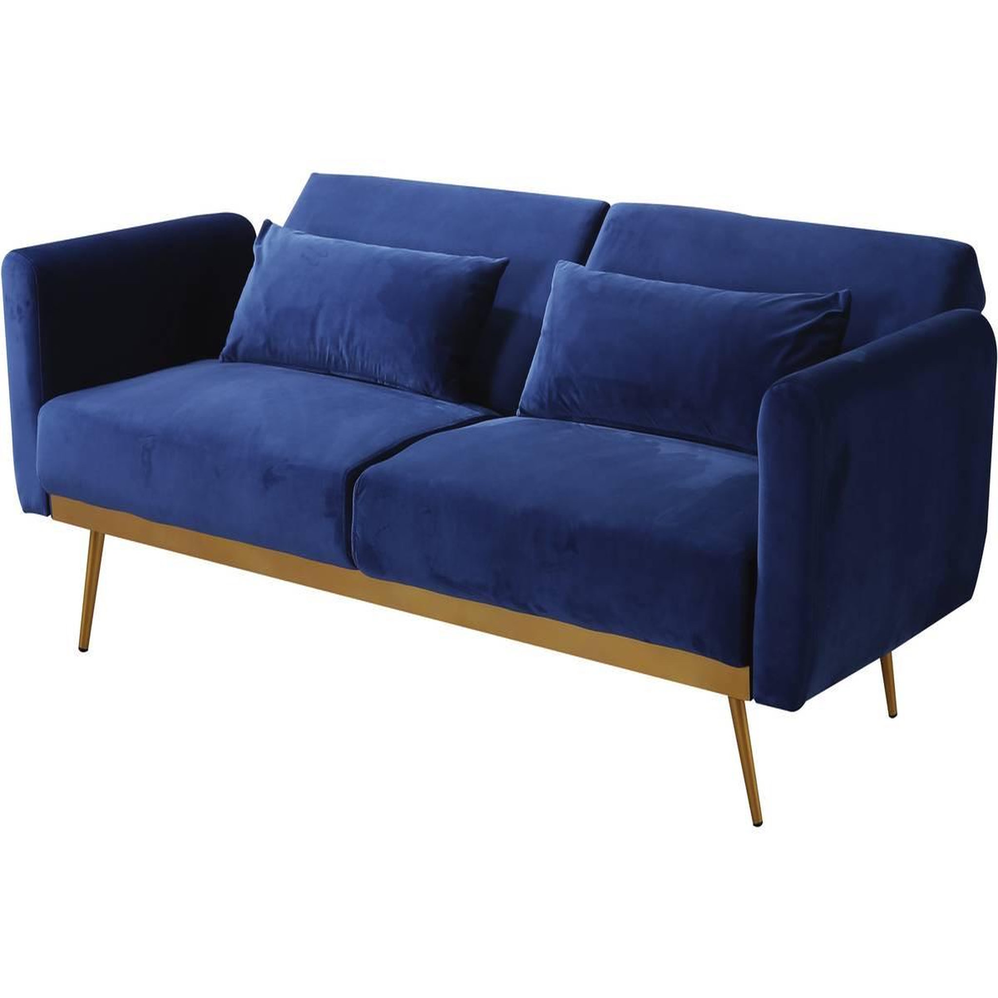Voir la diapositive 1 : Habitat et Jardin Canapé Clic Clac en velours  Donia  - 203 x 81 x 83 cm - 3 places -  Bleu foncé