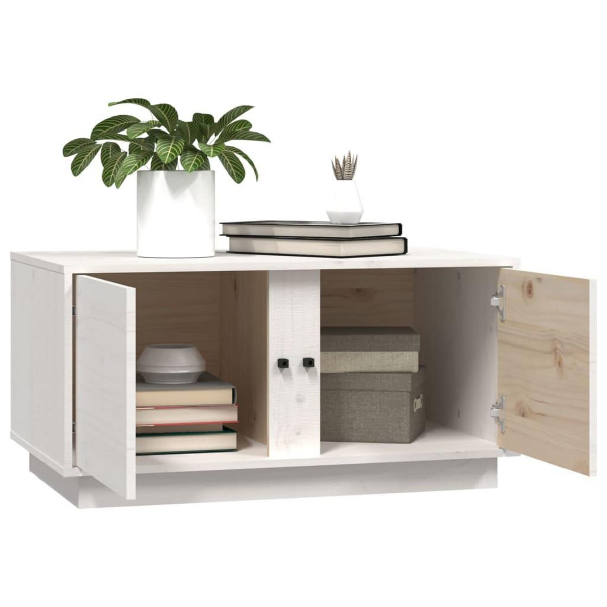 VIDAXL Table basse Blanc 80x50x40 cm Bois massif de pin