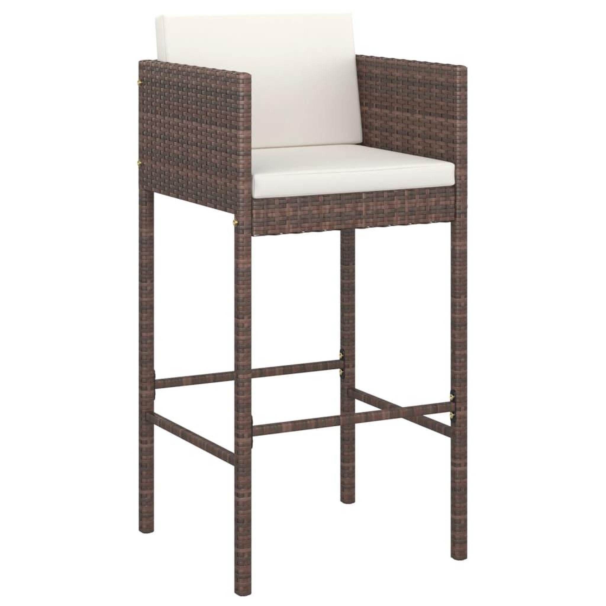Voir la diapositive 3 : VIDAXL Ensemble bar de jardin 5 pcs et coussins Resine tressee Marron