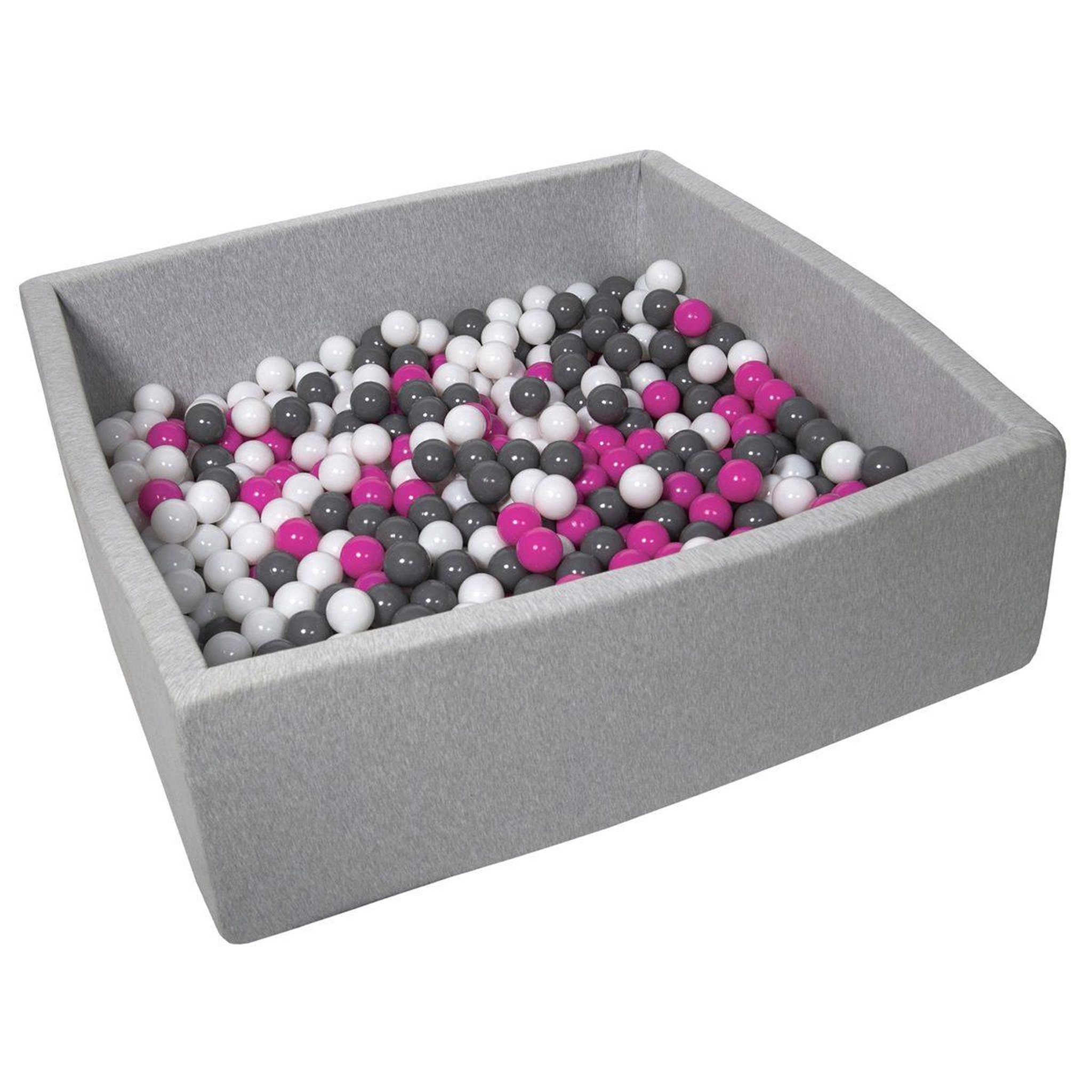 VELINDA Piscine à balles pour enfant, 120x120 cm, aire de jeu + 600 balles blanc, rose, gris