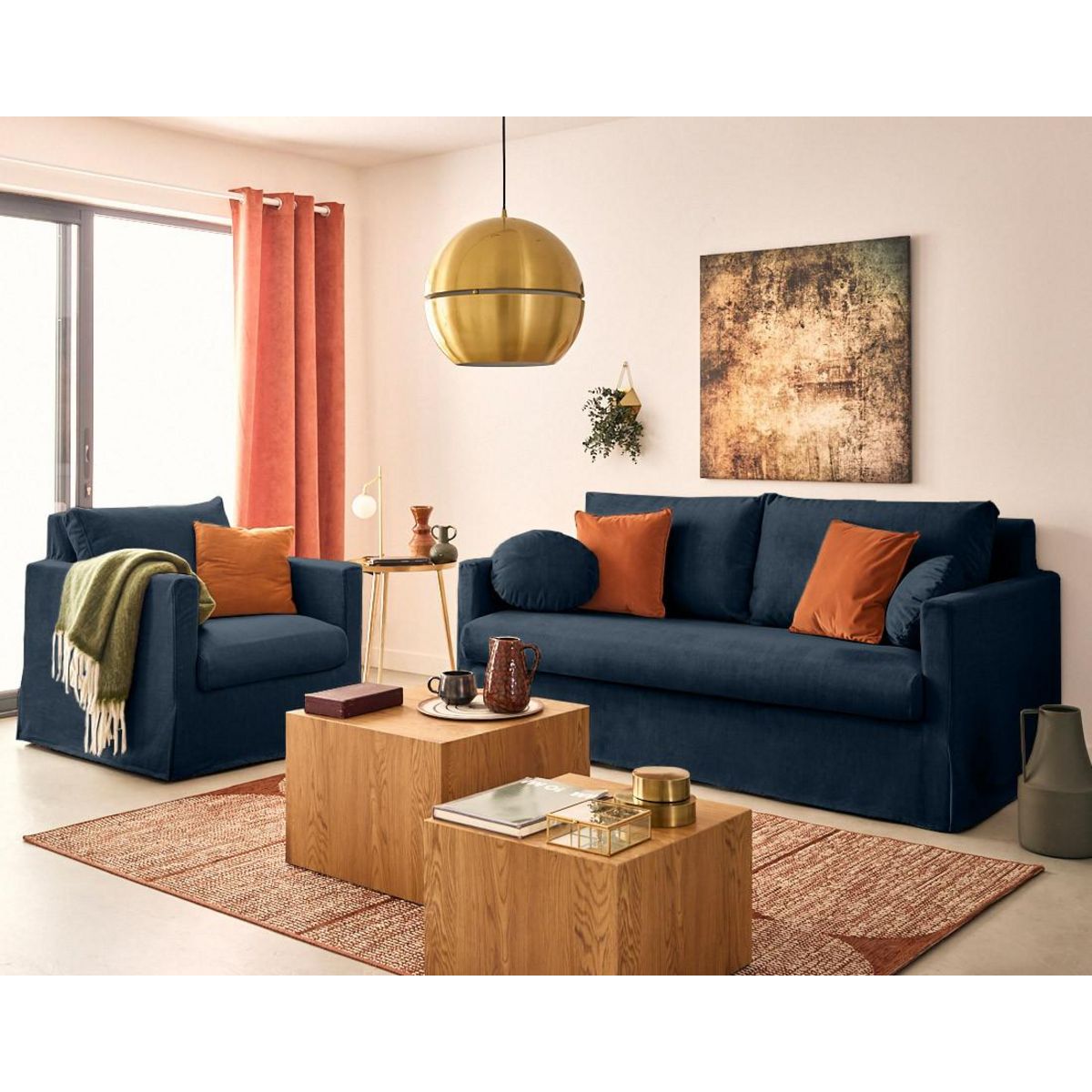 LISA DESIGN Serena - canapé droit déhoussable 3 places en velours