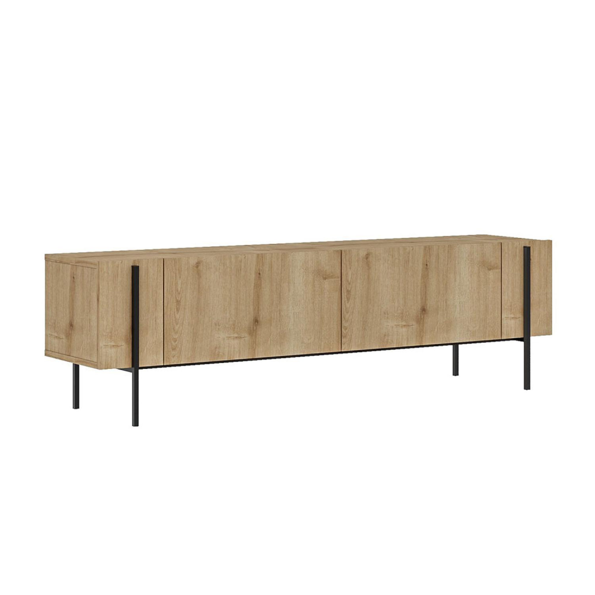 CONCEPT USINE Meuble tv avec placards bois et détails noirs 160cm frena