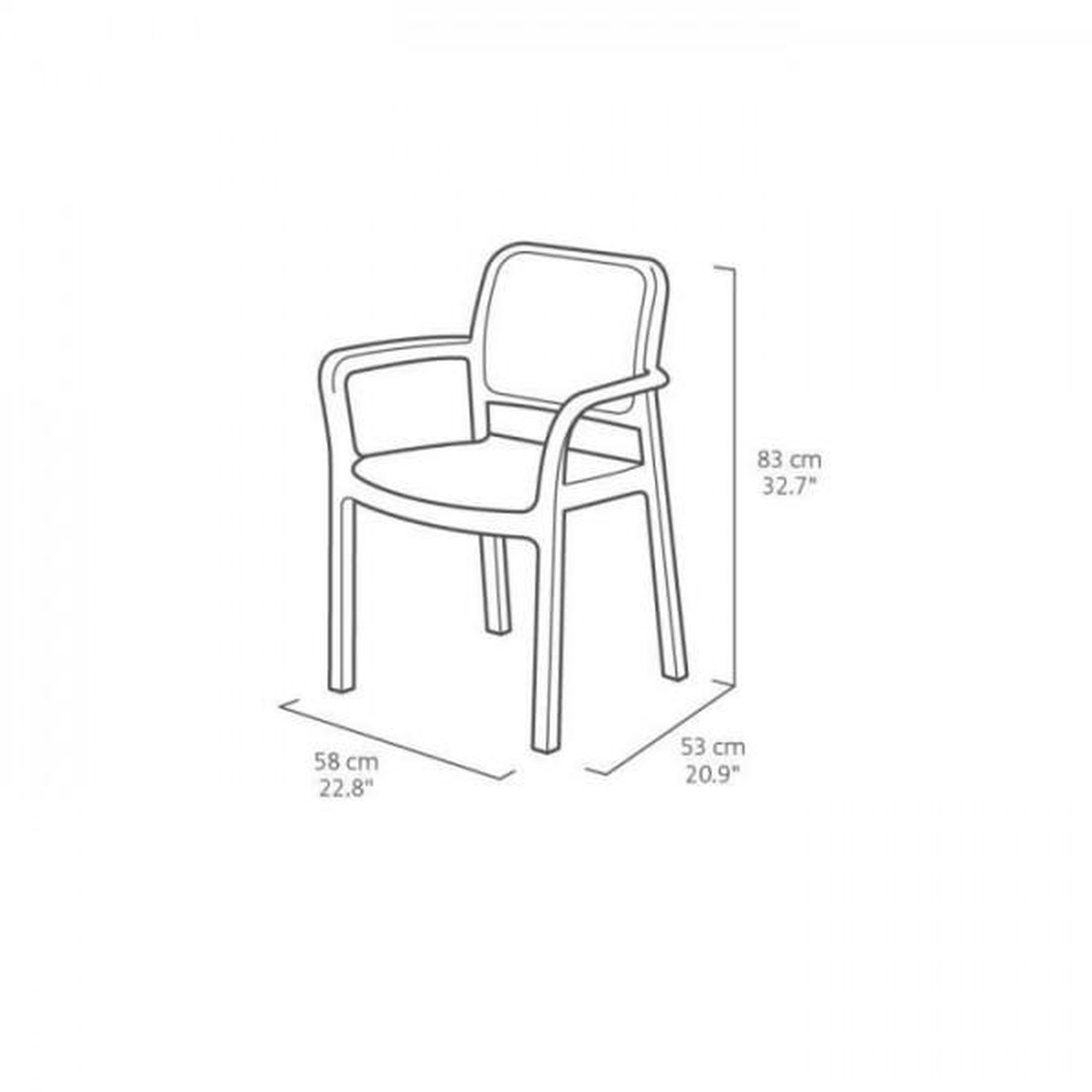 Voir la diapositive 5 : ALLIBERT by KETER Lot de 6 fauteuils de jardin - Allibert by KETER - BELLA - En résine - Coloris : gris graphite - Empilable
