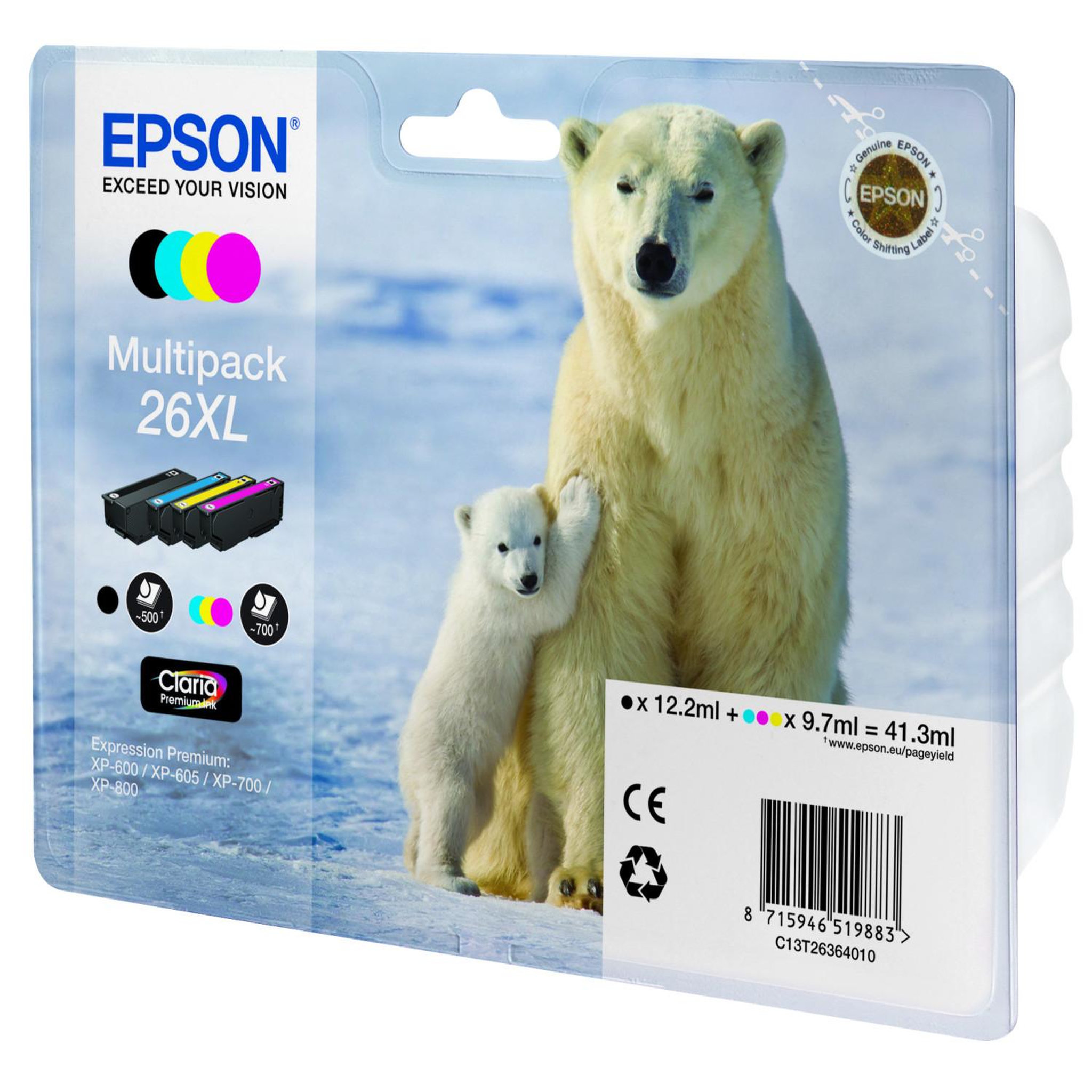 Voir la diapositive 3 : Epson Epson T2636 XL Ours Polaire Cartouche dencre Mult