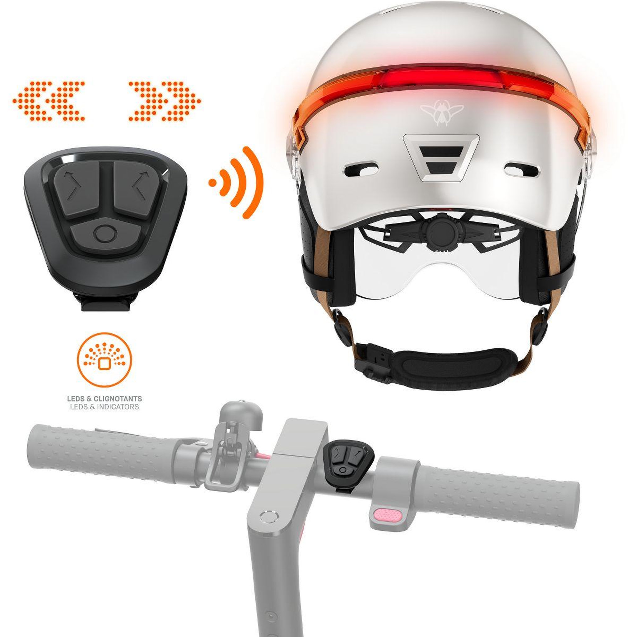 Voir la diapositive 5 : CASR Casque trottinette led glow crème taille l