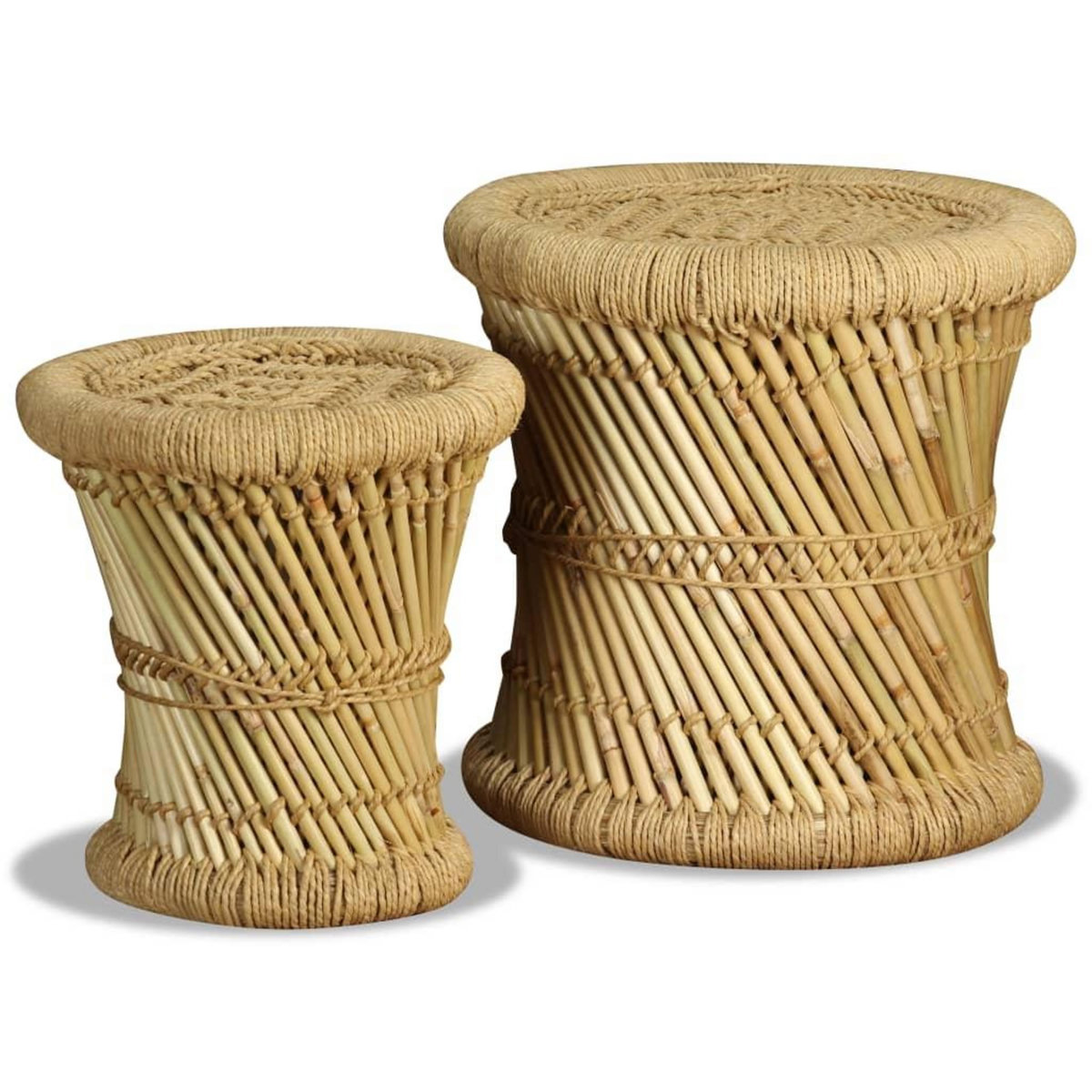 VIDAXL Tabourets lot de 2 Bambou et jute