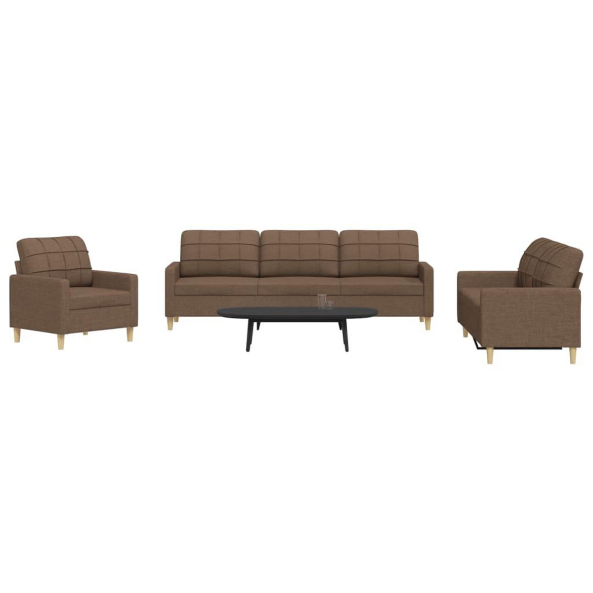 VIDAXL Ensemble de canapes 3 pcs marron tissu