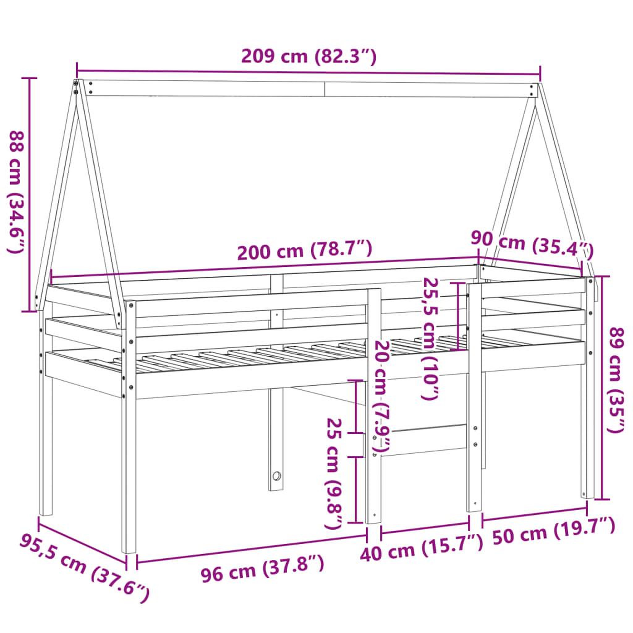 Voir la diapositive 6 : VIDAXL Lit haut sans matelas cire marron 90x200 cm bois de pin massif