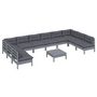 Voir la diapositive 3 : VIDAXL Salon de jardin 11 pcs avec coussins Gris Bois de pin solide