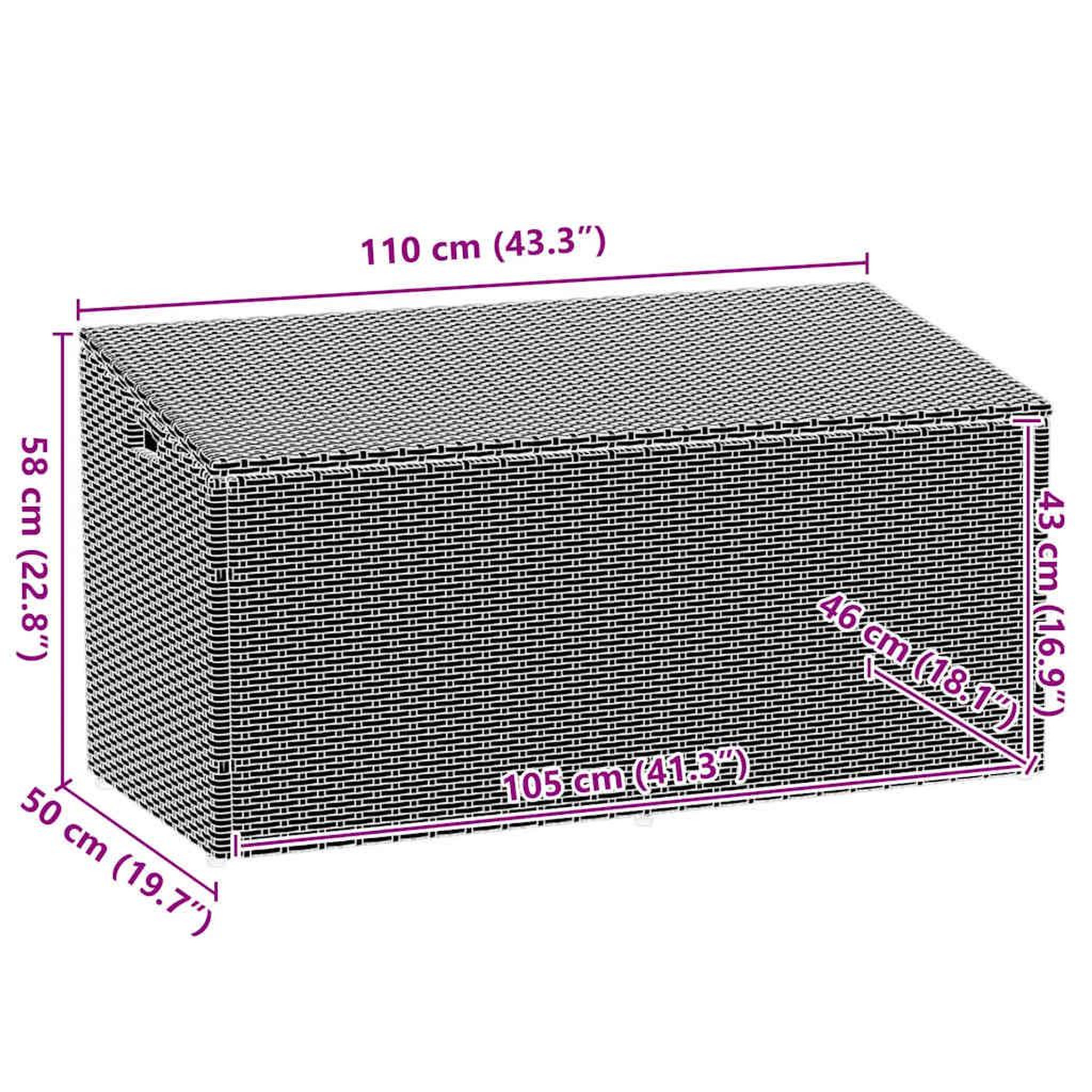 Voir la diapositive 6 : VIDAXL Boîte de rangement de jardin noir 110x50x58 cm resine tressee
