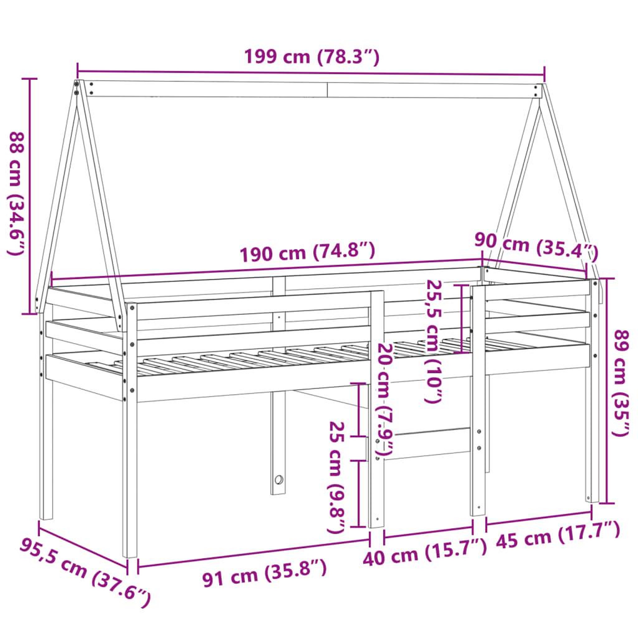 Voir la diapositive 6 : VIDAXL Lit haut sans matelas cire marron 90x190 cm bois de pin massif