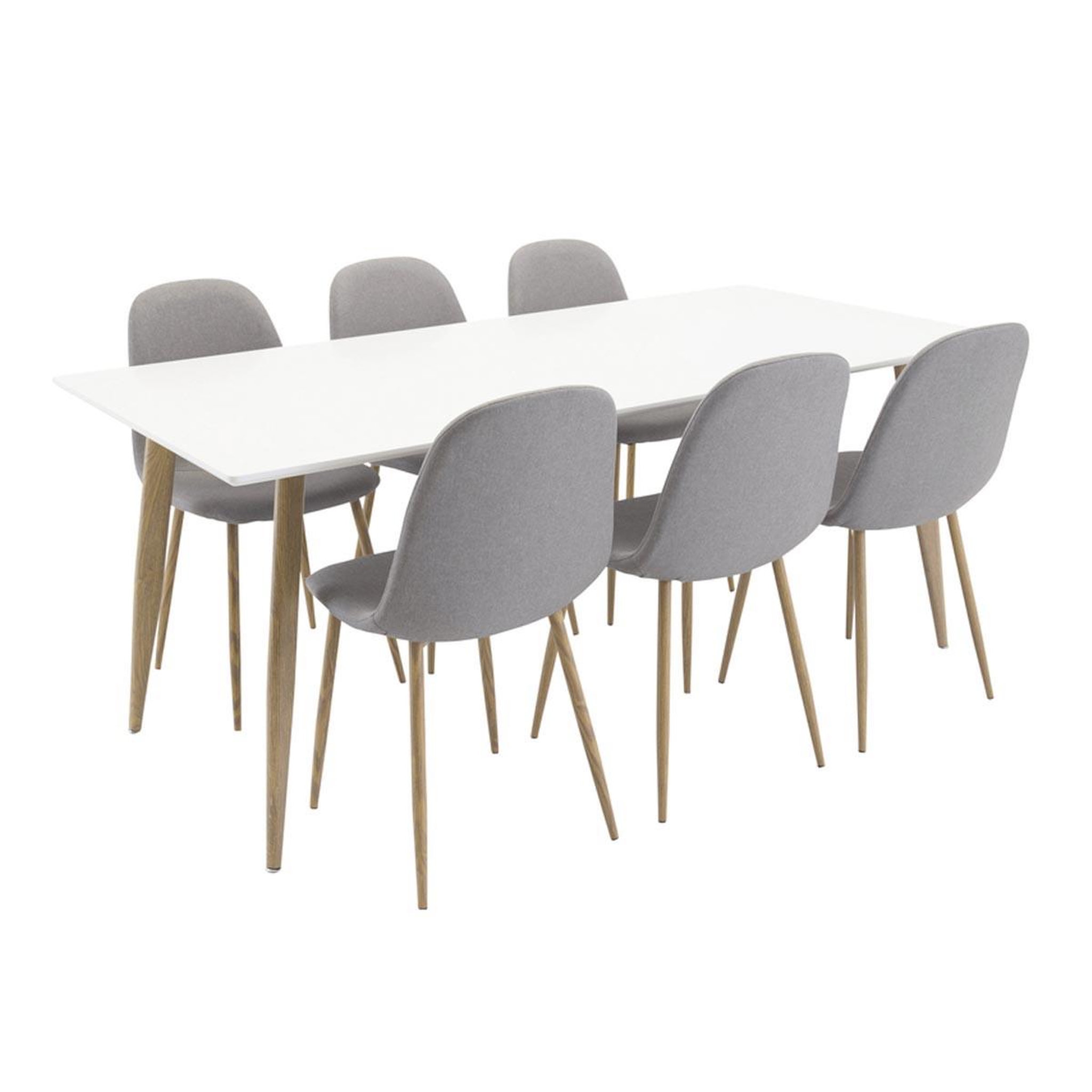 Paris Prix Ensemble table à manger & 6 chaises  polar  180cm blanc & gris