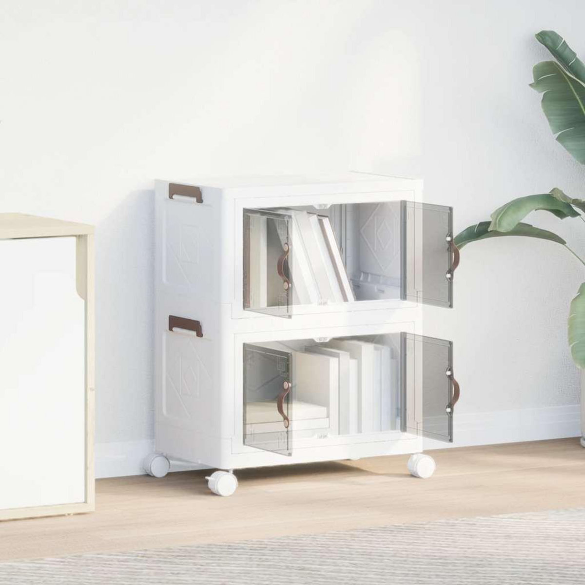 VIDAXL Boîte de rangement empilable avec roues a 2 niveaux 28 L