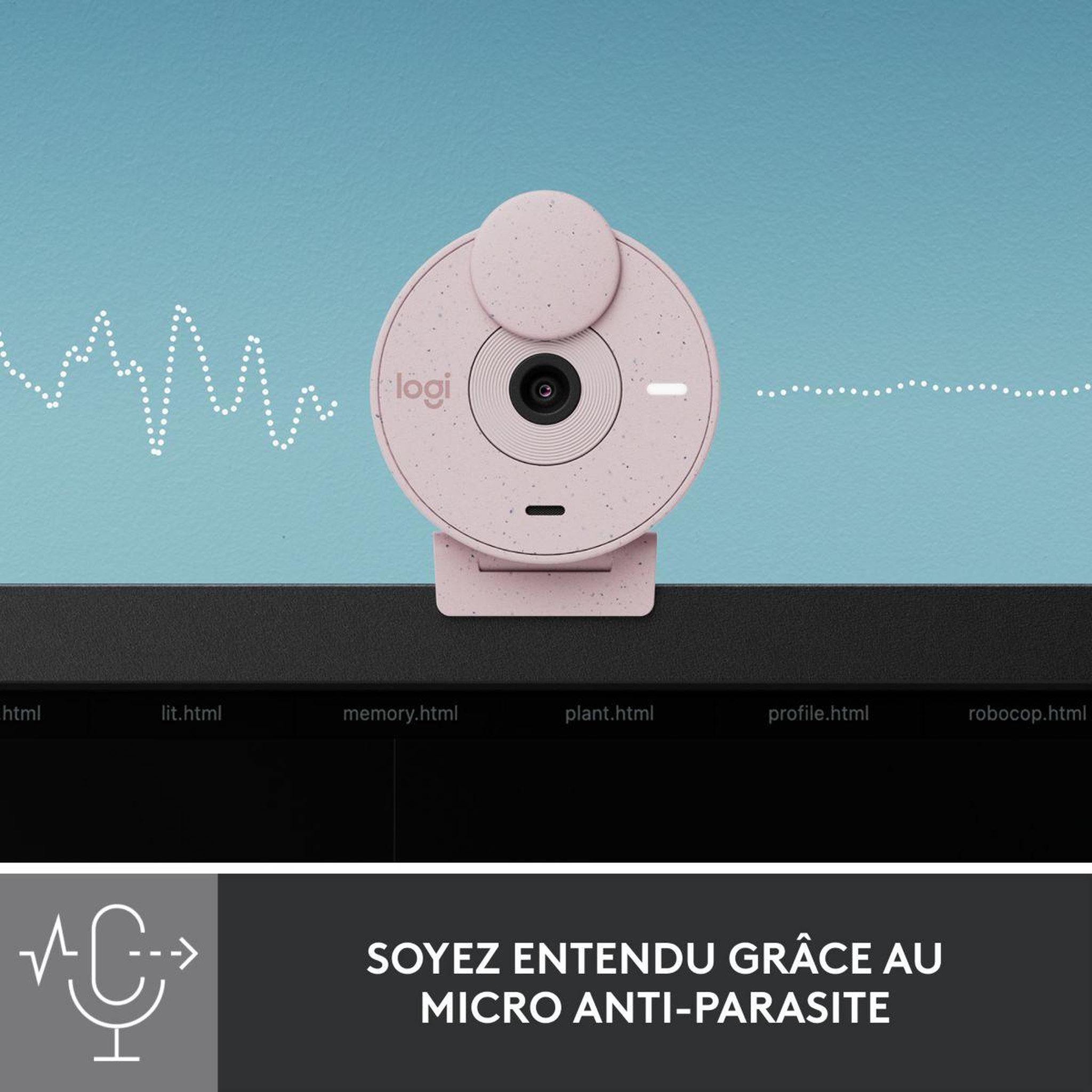 Voir la diapositive 4 : Logitech Webcam brio 300 full hd avec micro - rose