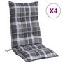 Voir la diapositive 2 : VIDAXL Coussins de chaise a dossier haut lot de 4 motif carreaux gris