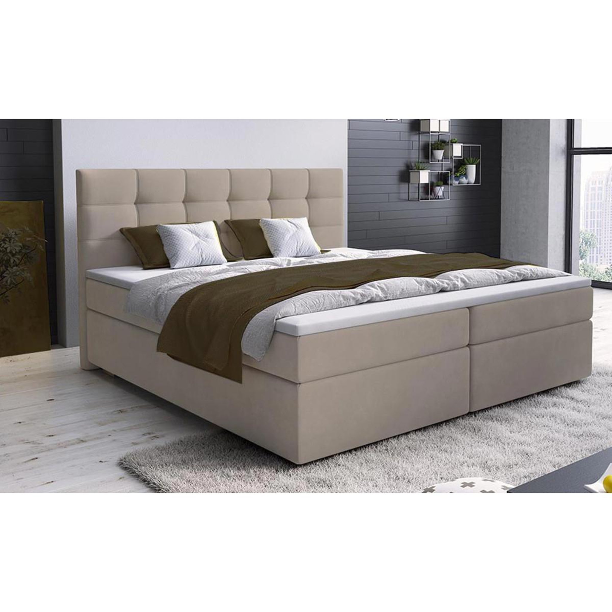 Voir la diapositive 2 : Paris Prix Lit coffre adulte  adinka  180x200cm beige