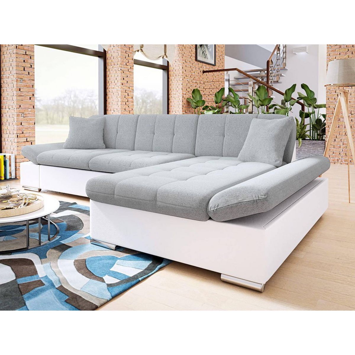 BEST MOBILIER Livio - canapé d'angle - convertible avec coffre - 4 places - style contemporain - droit
