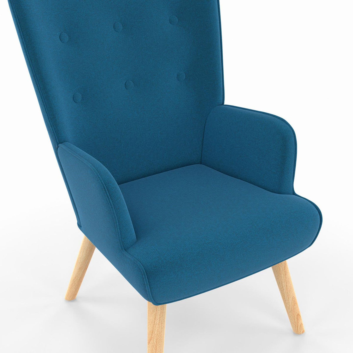 ID MARKET Fauteuil scandinave IVAR en tissu bleu canard