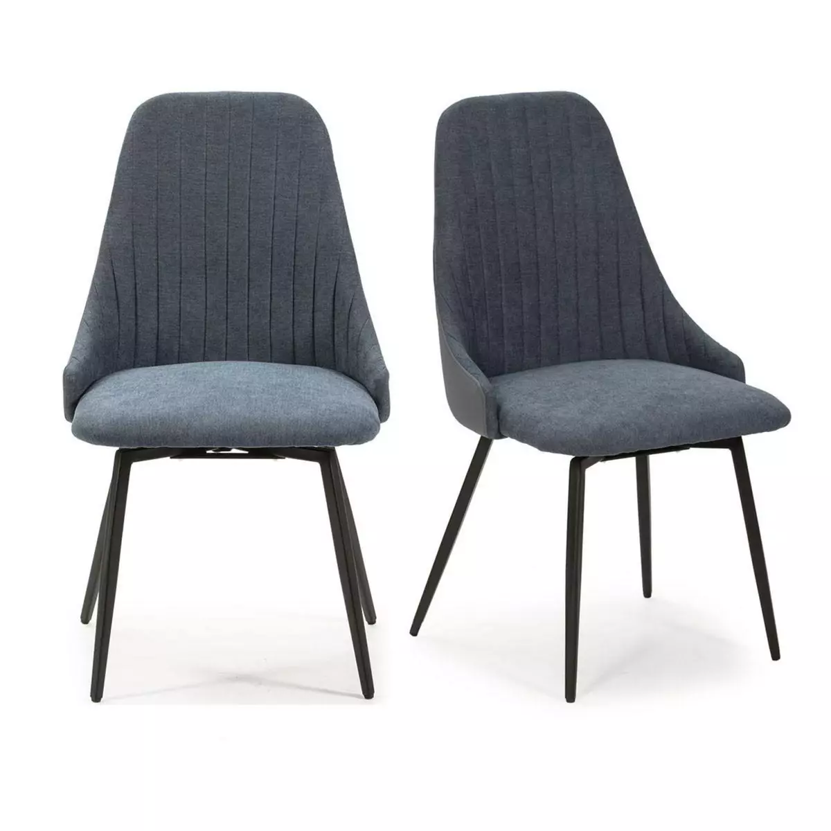 HOMIFAB Lot de 2 chaises pivotantes en tissu bleu - Baia