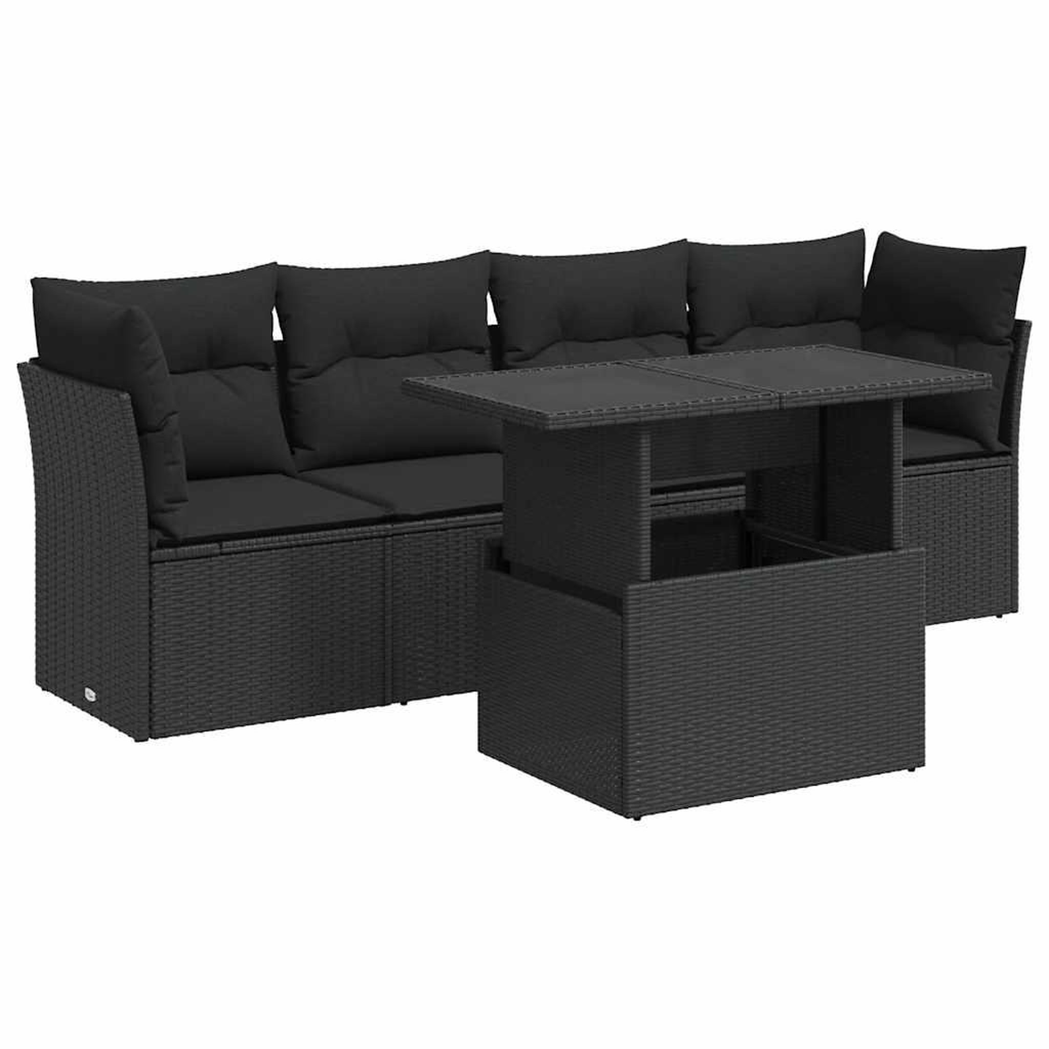 Voir la diapositive 2 : VIDAXL Salon de jardin 5 pcs avec coussins noir resine tressee