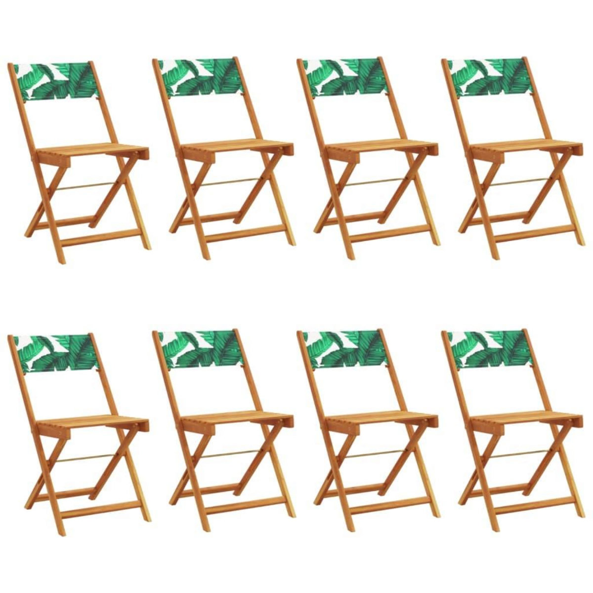 VIDAXL Chaises de jardin pliantes lot de 8 vert tissu et bois massif