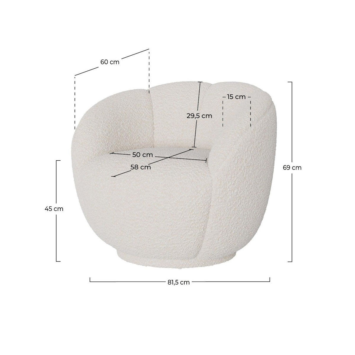 Rendez vous déco Fauteuil en tissu bouclé blanc-Ysé