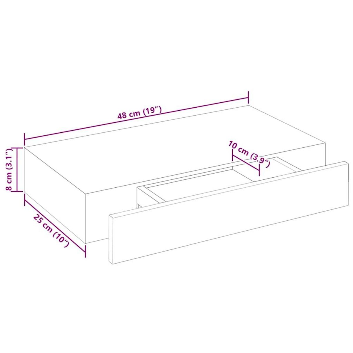 VIDAXL Etagere murale avec 1 tiroir MDF Blanc Rangement de livres/DVD