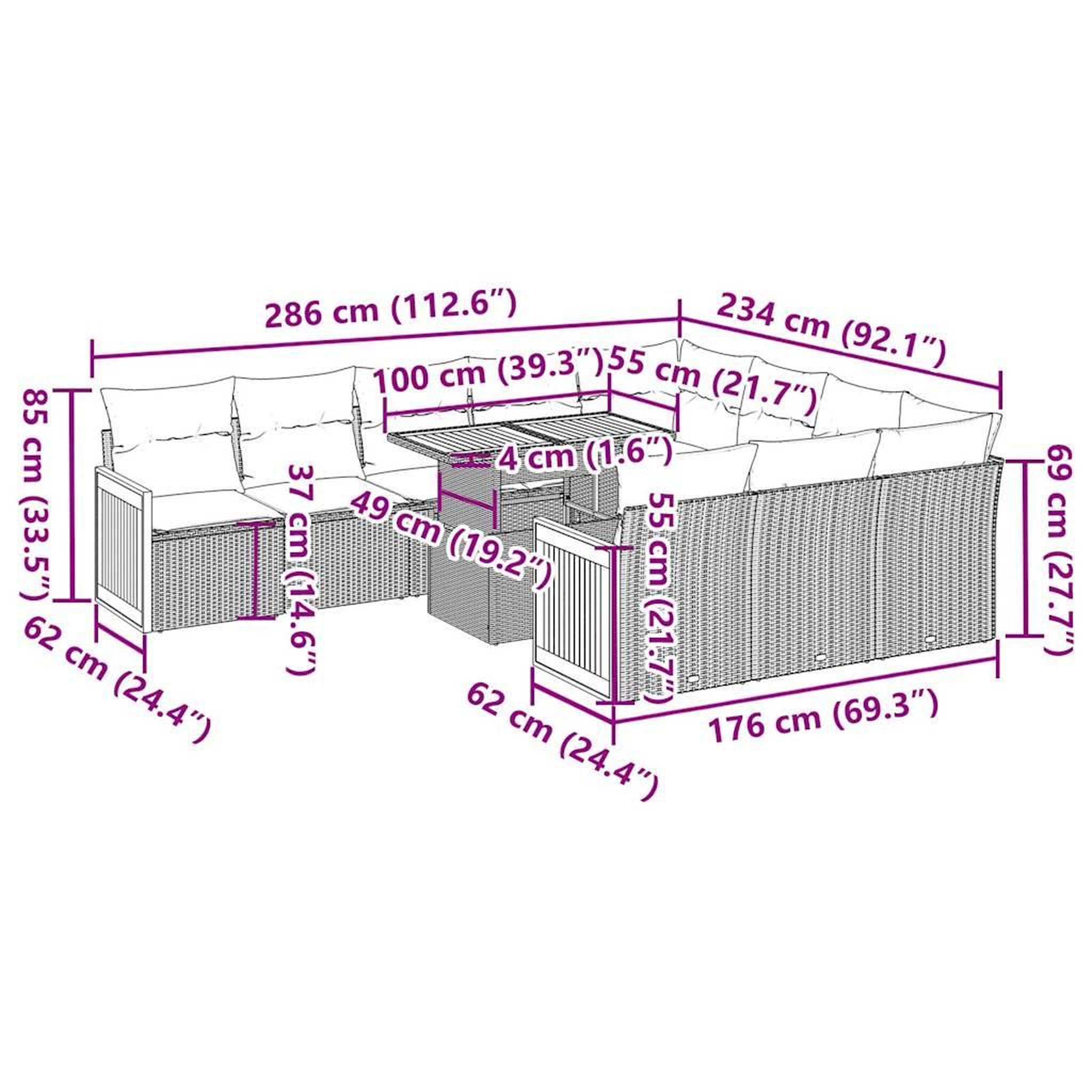 Voir la diapositive 6 : VIDAXL Ensemble de canapes de jardin 11 pcs et coussins rotin acacia