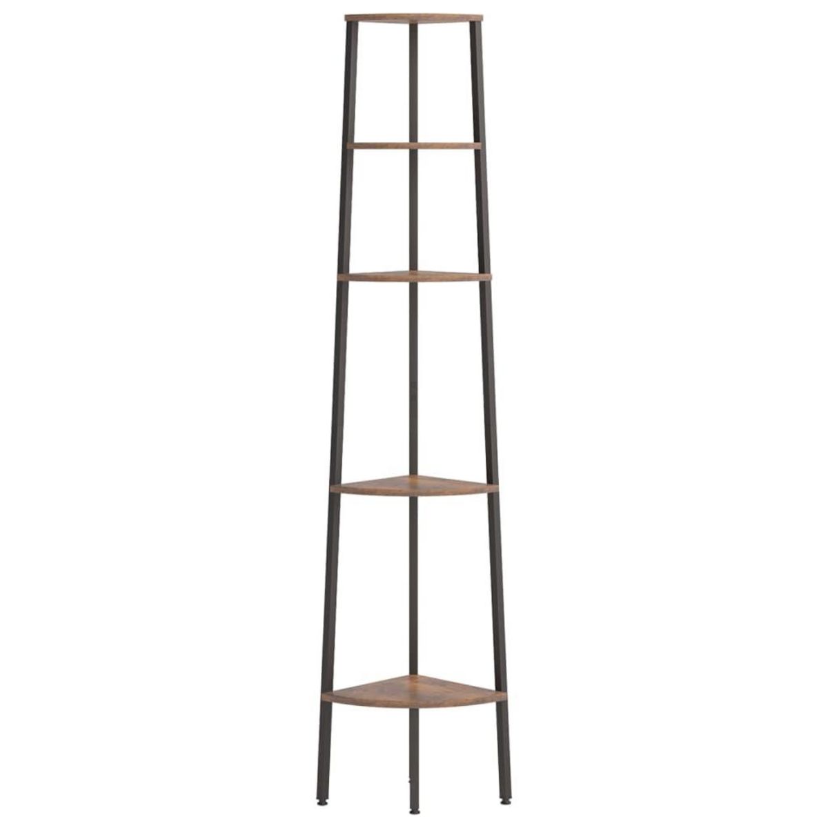 VIDAXL Etagere d'angle 5 niveaux Marron fonce et noir 45,5x31,5x180 cm