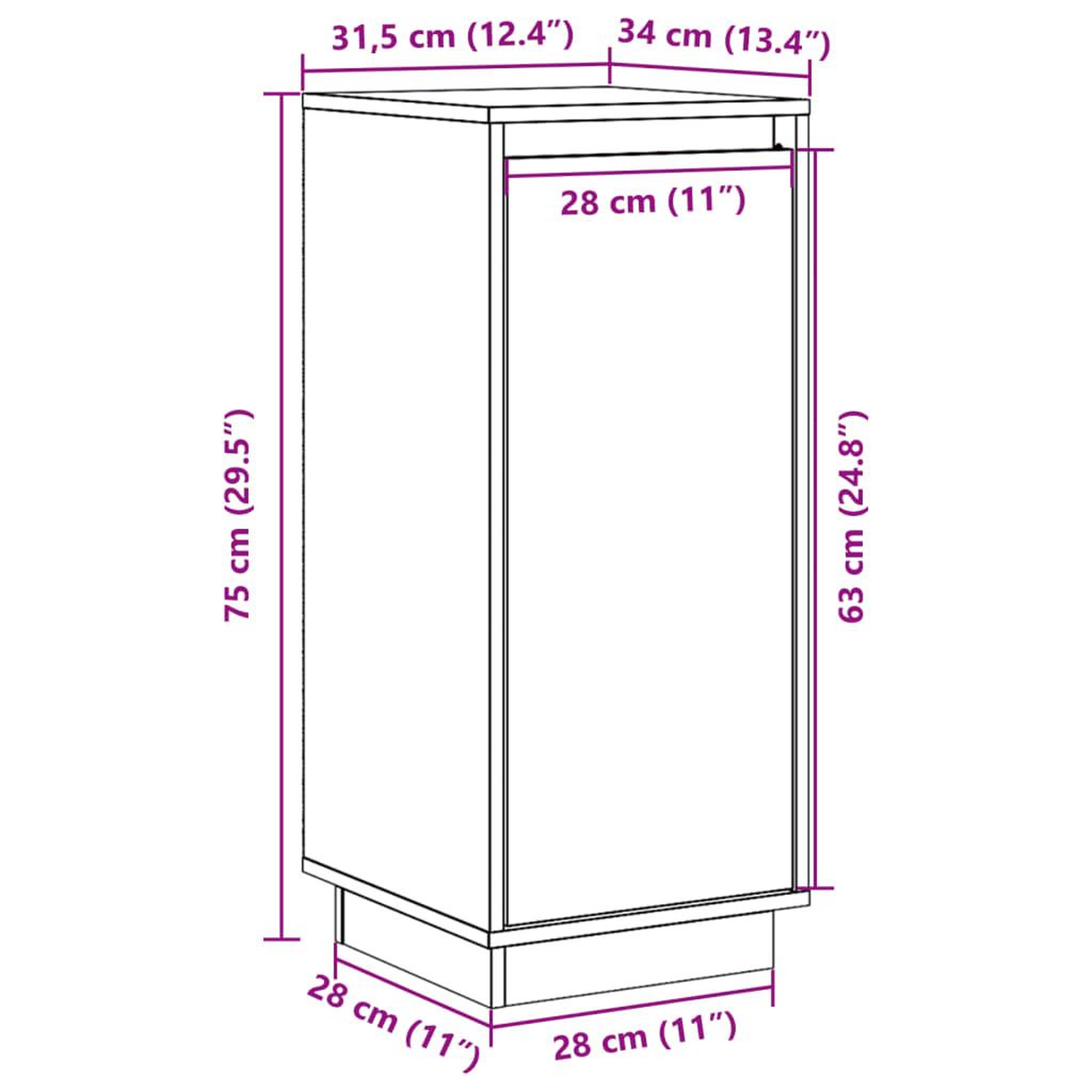 Voir la diapositive 6 : VIDAXL Buffets 2 pcs 31,5x34x75 cm Bois massif de pin